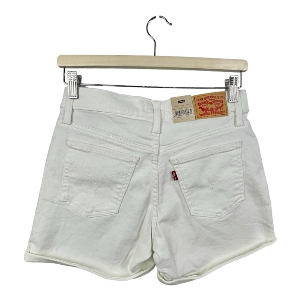 NEW Levi's White Mid-Length White Denim Shorts Size 27 - Picture 4 of 6